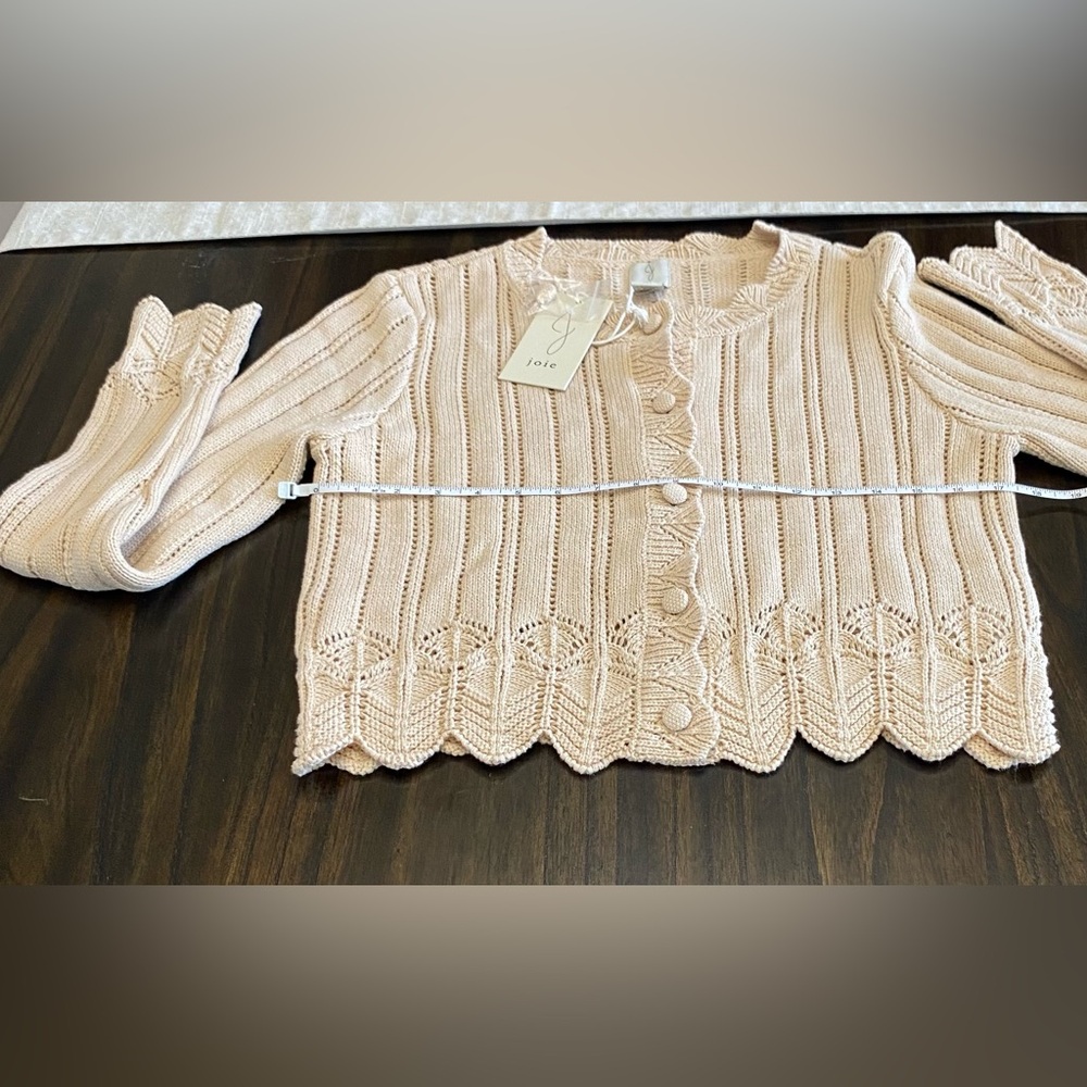 Joie Open-Knit Crochet-Inspired Cardigan Sweater Beige M NWT - Picture 7 of 14